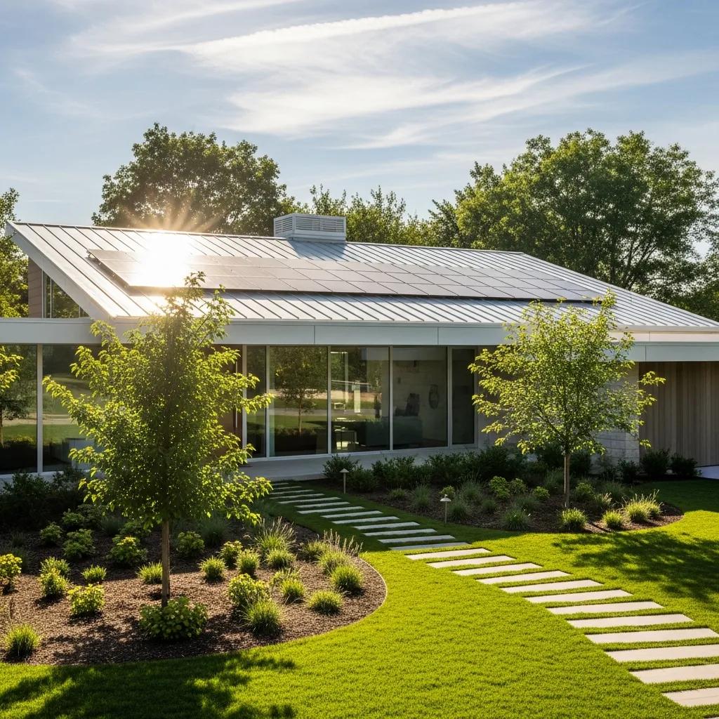Modern home with an energy-efficient roof, illustrating the growing popularity of sustainable roofing options