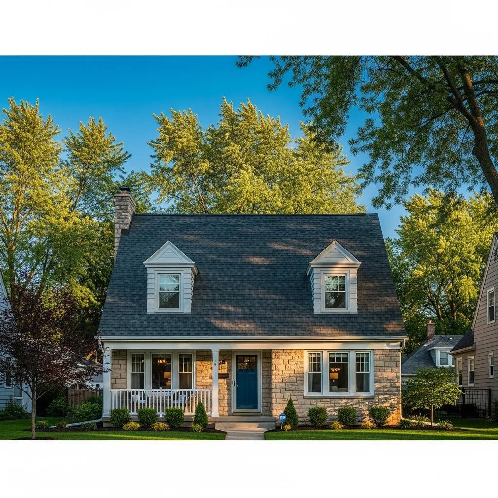 Residential home in Lansing, MI with a well-maintained roof under a clear blue sky