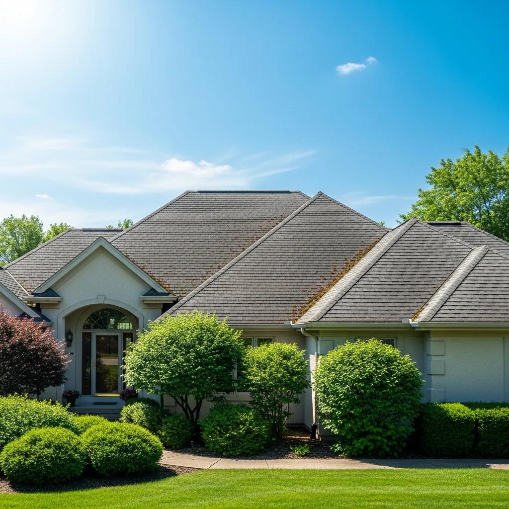 Residential home in Okemos, MI with a well-maintained roof, showcasing quality roofing solutions