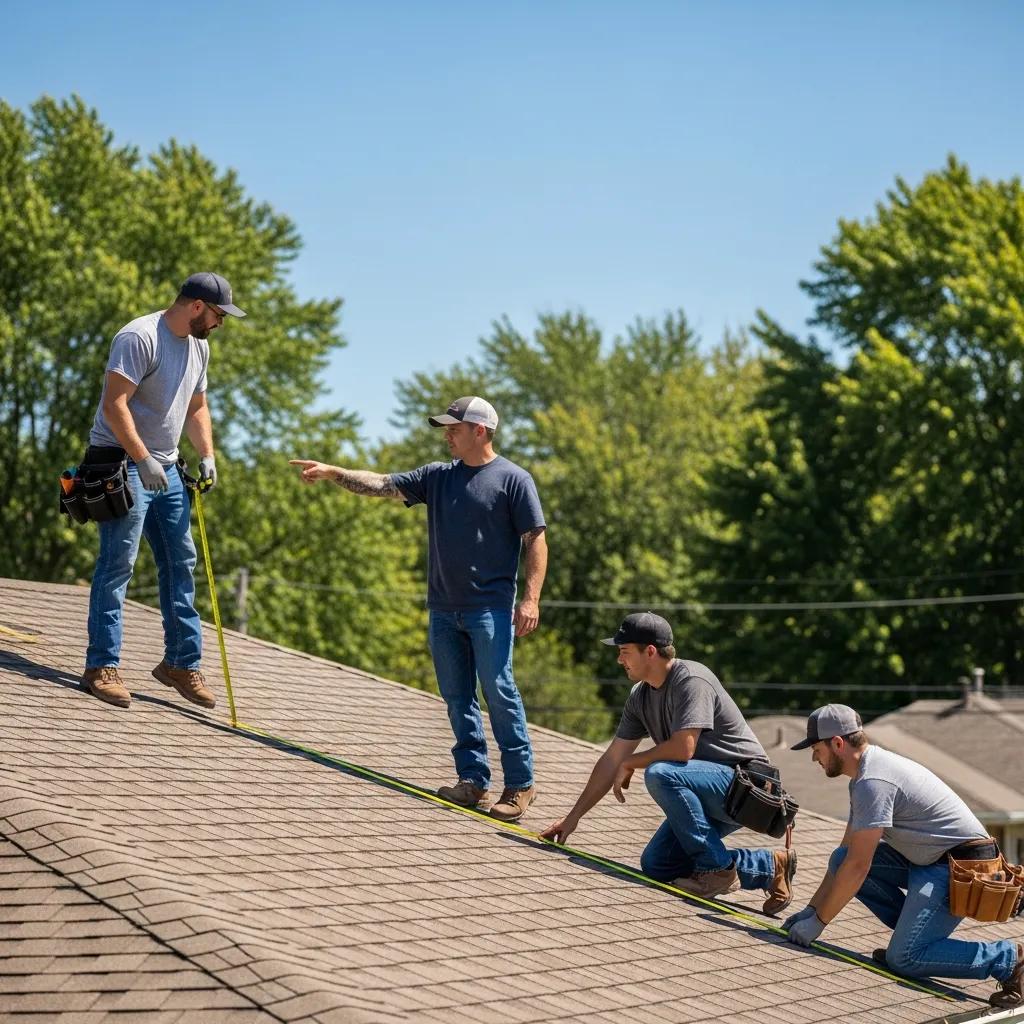 Licensed roofing team collaborating on a residential roof in Mason, MI