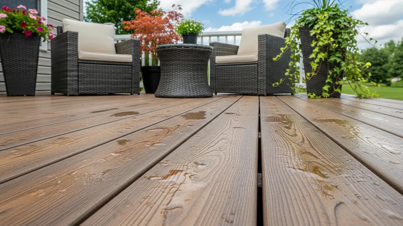 Close-up of composite decking highlighting durability and aesthetic appeal in outdoor living spaces